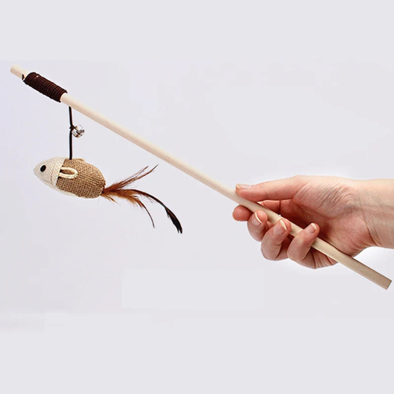 Interesting Pet Cat Catcher Teaser Stick Products Wood Cat Toys for Cats Interactive katten Speelgoed Kedi Malzemeleri Supplies