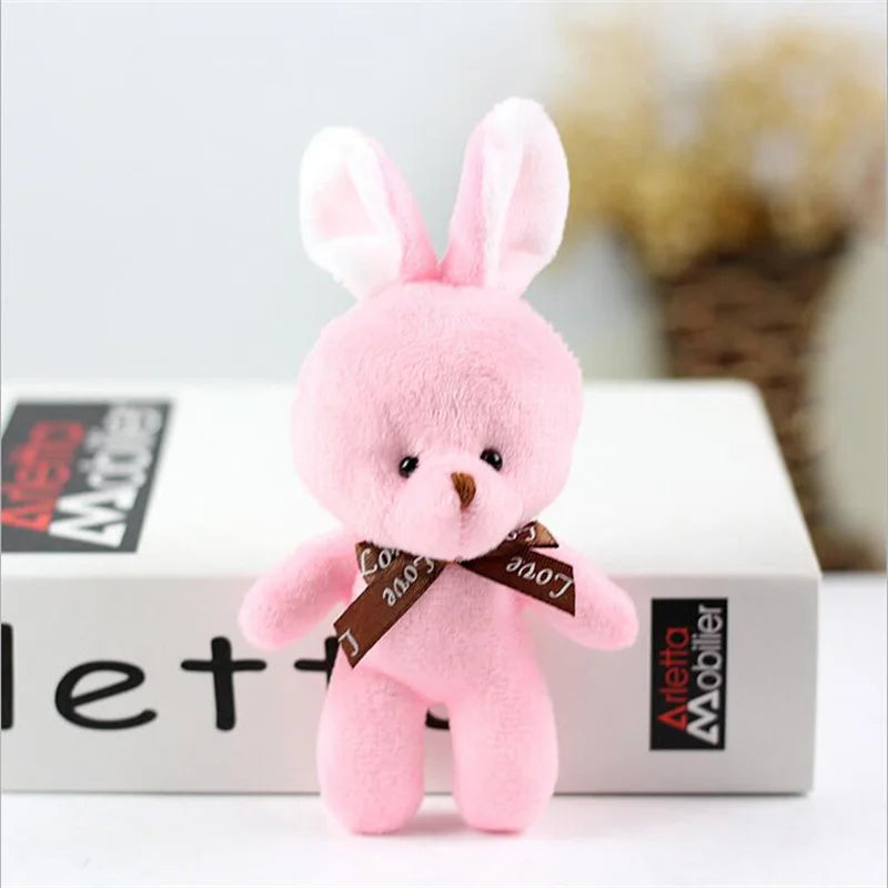 1Pcs Bunny Plush Toys New Cute Bow Tie Rabbit Toy Christmas Gift Stuffed Animal Doll For Girls Holiday Gift 12CM