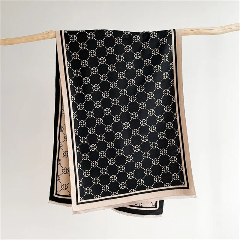 Luxury Brand Cashmere Women Plaid Scarf Winter Warm Shawl and Wrap Bandana Pashmina Female Foulard Square Thick Blanket Poncho