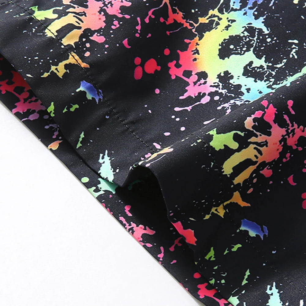 Summer Striped Beach Pants New Graffiti 3d Beach Shorts Outdoor Quick Dry Men's Ice Silk Beach Pants Summer Thin Casual Shorts