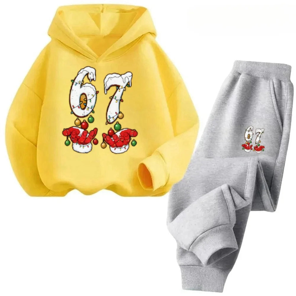 4-13Y 67 Skin-Friendly Kids Suit Hypoallergenic Cotton 2Pcs Playwear Free Shipping 2026 Children's Comfortable Sweatshirt Set