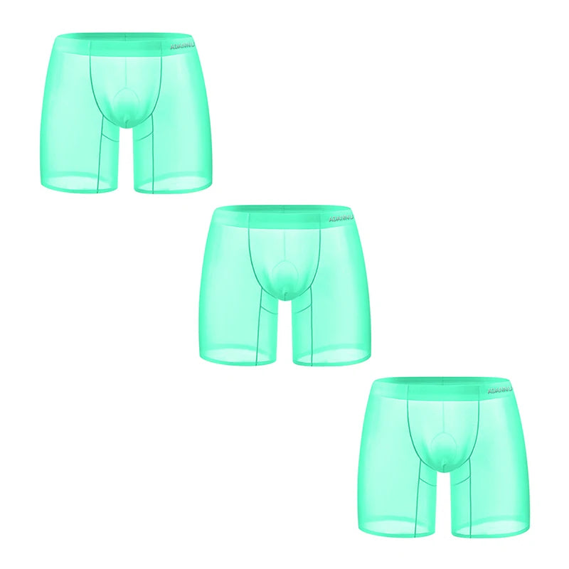 1/2/3 PCS Men's Ice Silk Boxers Transparent 0.01 Ultra-thin Fabric See Through Seamless Underwear antibacterial Boxer Shorts