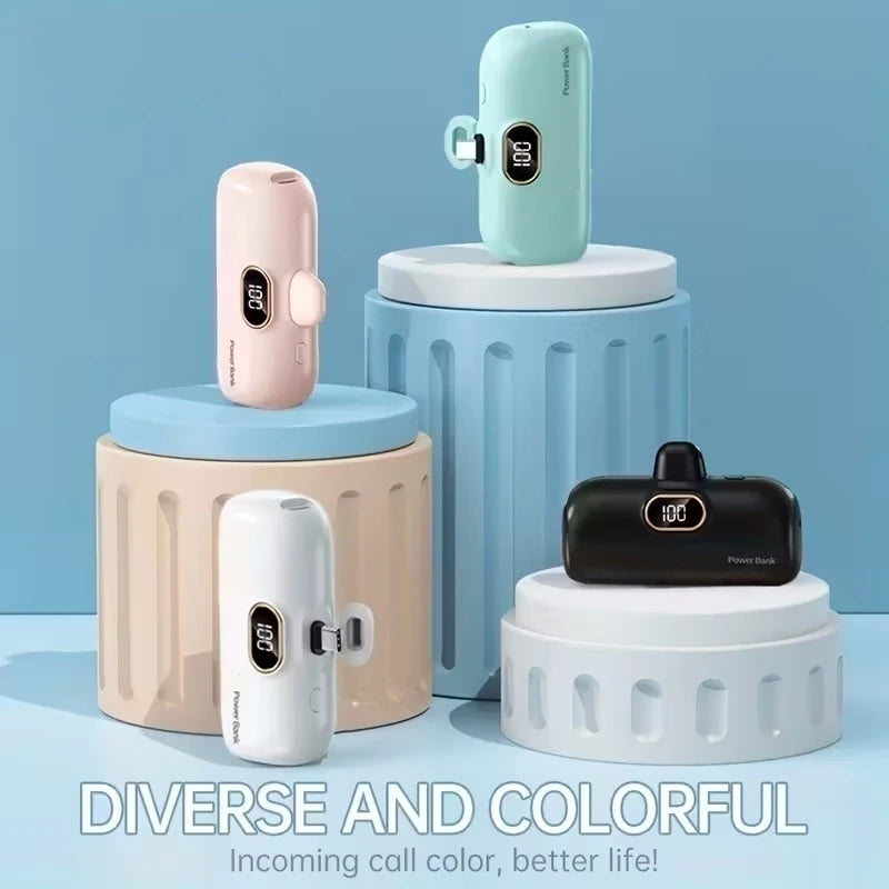 Mini Capsule 5000mAh High Capacity Power Bank Portable Wireless Fast Charging External Battery For iPhone Huawei Samsung Xiaomi