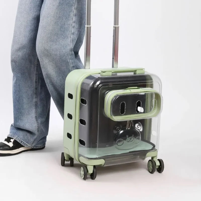 Transparent Pet Stroller Double-layer Rolling Cat Carrier Space Capsule Dog Travel Case Backpack for Cat Ventilated Pet Supplies