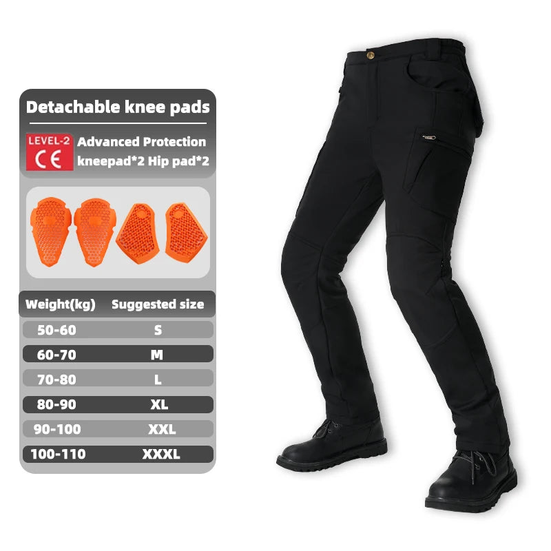 Men's Winter Motorcycle Pants Waterproof Windproof Thickened with Protective Gear New Motocross Motorbike Outdoor Trousers