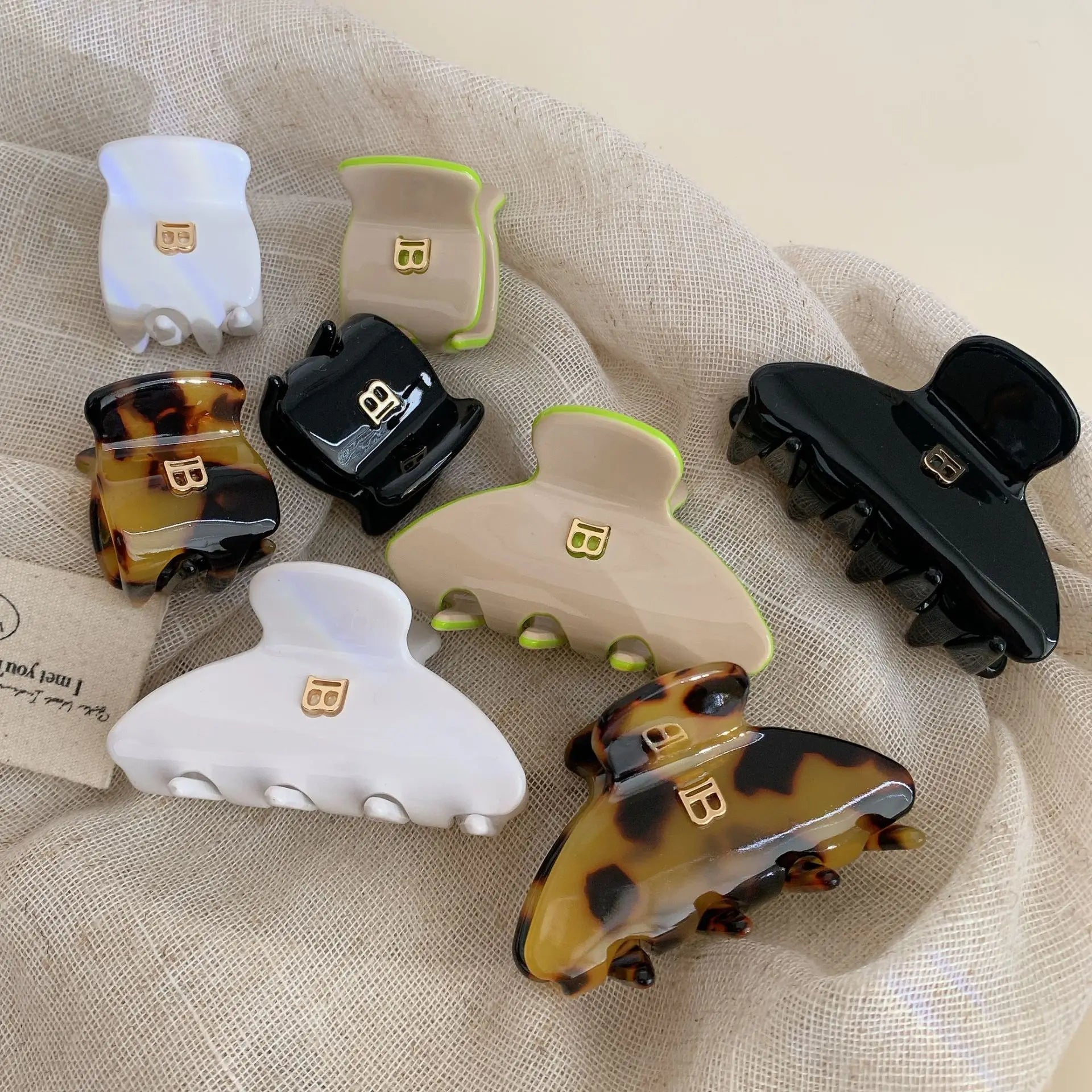 Korean Style of letter B Hairclaw for Women Acetic Acid Arc Grab Clip Girl High Ponytail Premium Hair Accessories Crab Hairpin