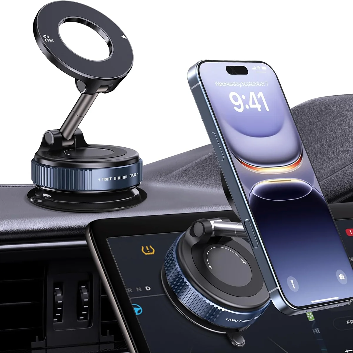 360° Rotatable Vacuum Magnetic Phone Holder, Foldable and Retractable Suction Cup Car Phone Mount for Car/Gym/Mirror/Smooth
