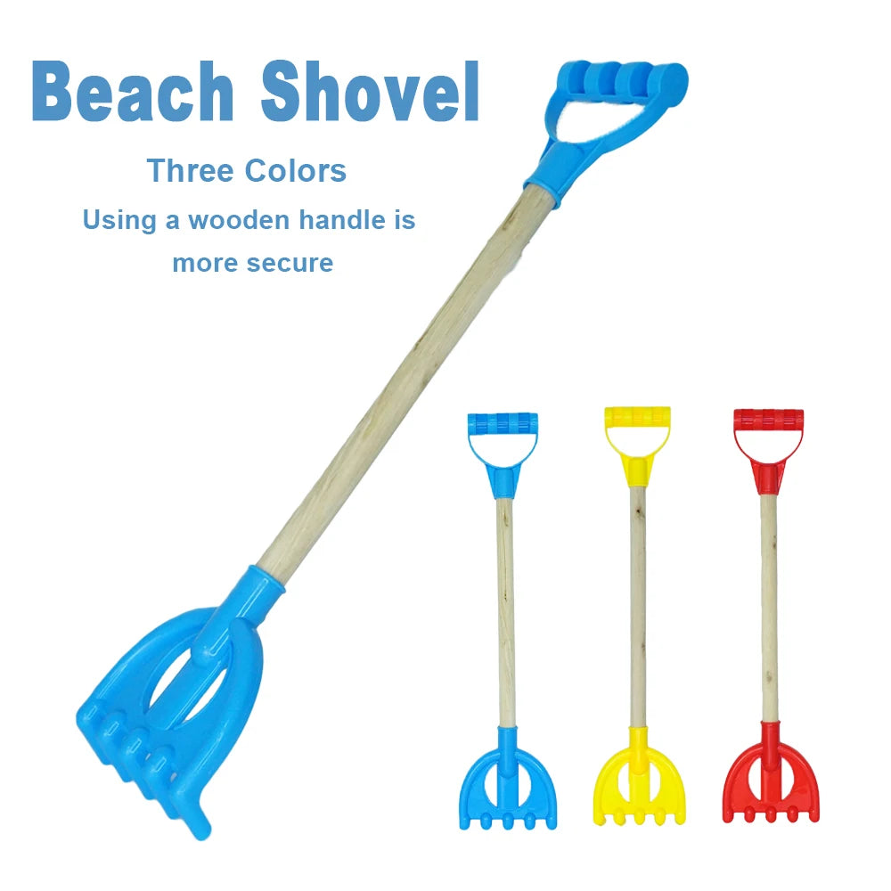 21 in Wooden Beach Sand Shovels Toy For Kids Adults Beach Spade Rake Garden Tools Summer Outdoor Digging Snow Beach Shovels Gift