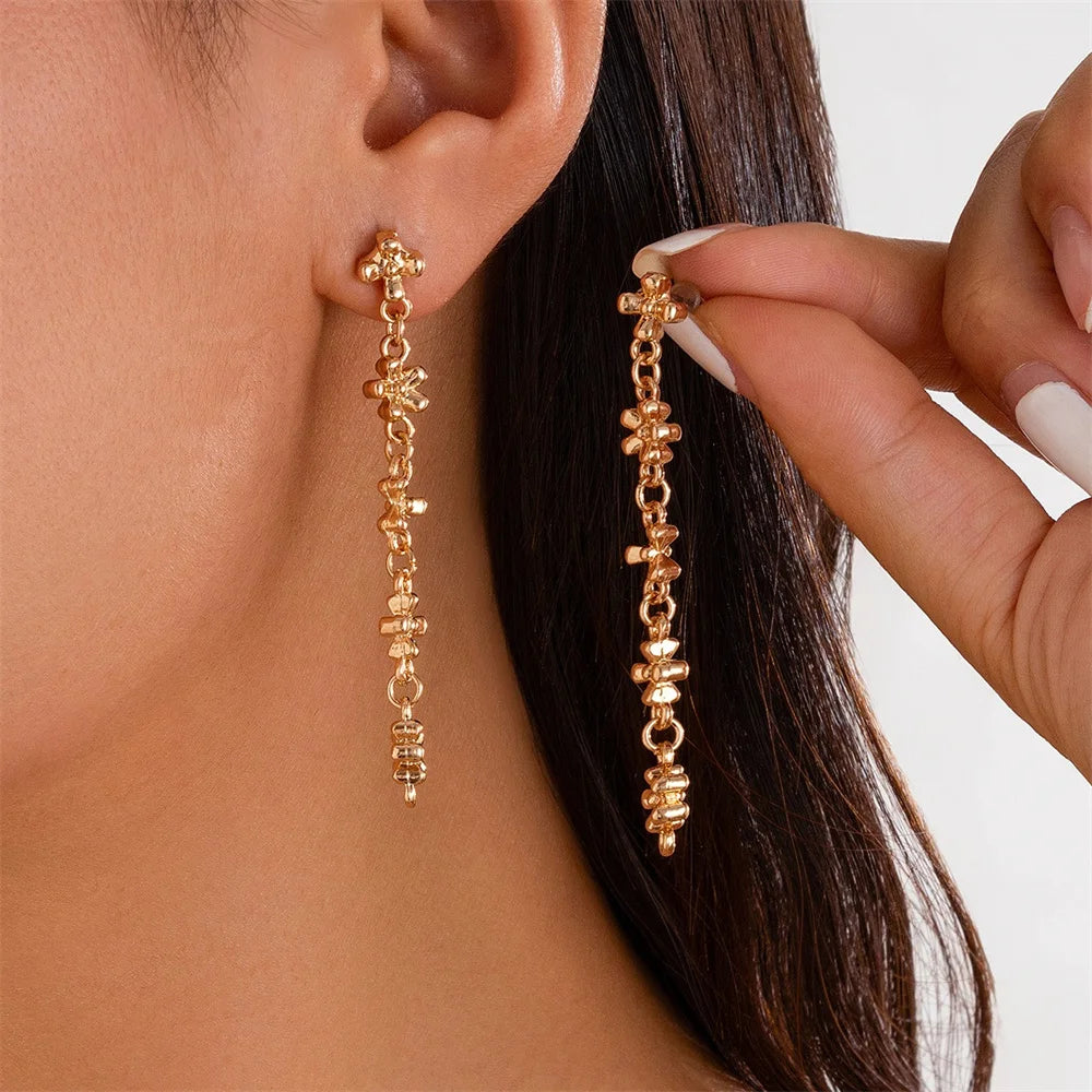 Shiny Cross Pendant Necklace for Women Fashion Daisy Molecule Chain Necklace Bracelet Statement Y2K Ins Party Jewelry Gifts 2024