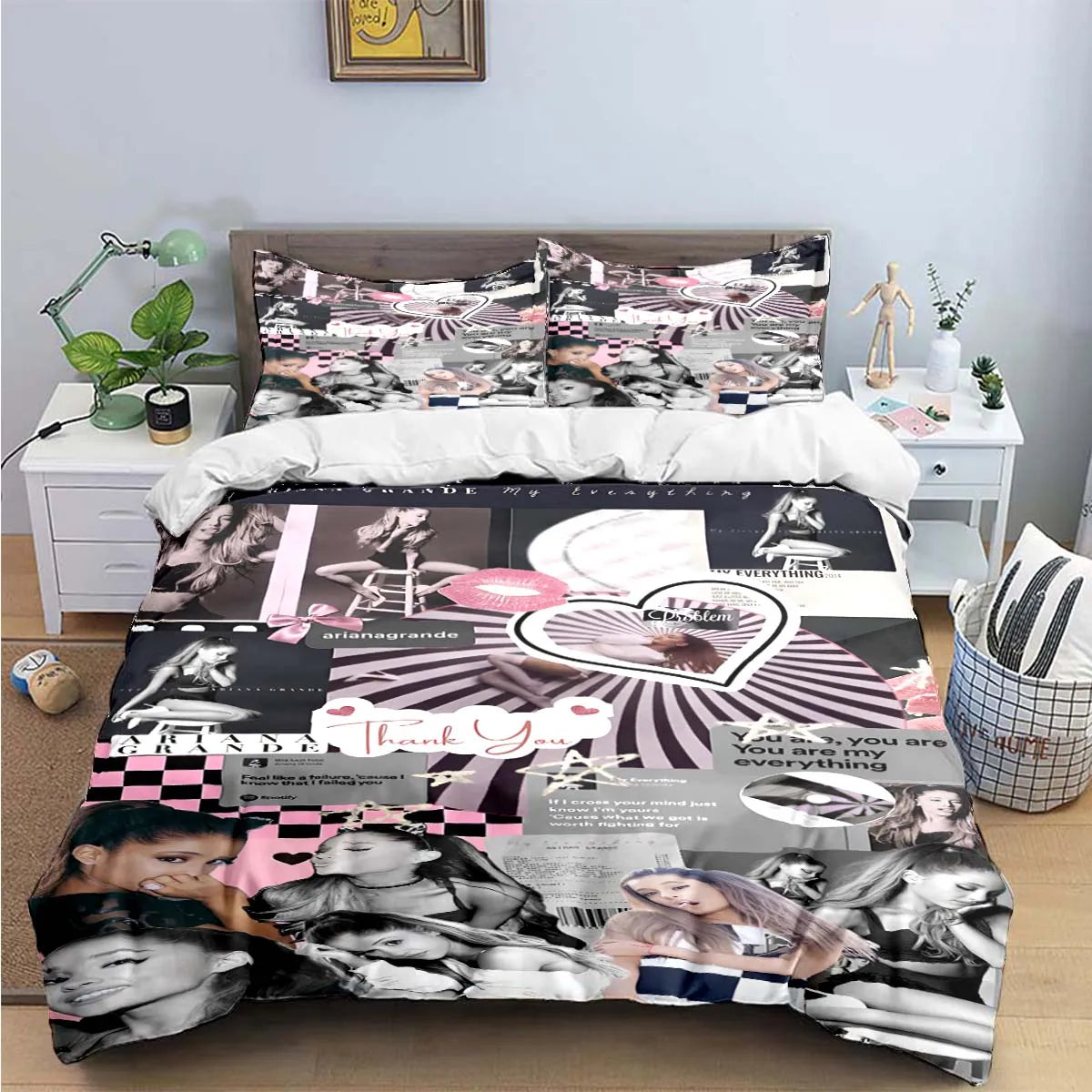 Fashion Pop Singer A-Ariana G-Grande Print Bedding Sets Bed Supplies Set Duvet Cover Bed Comforter Set Bedding Set Luxury Gift