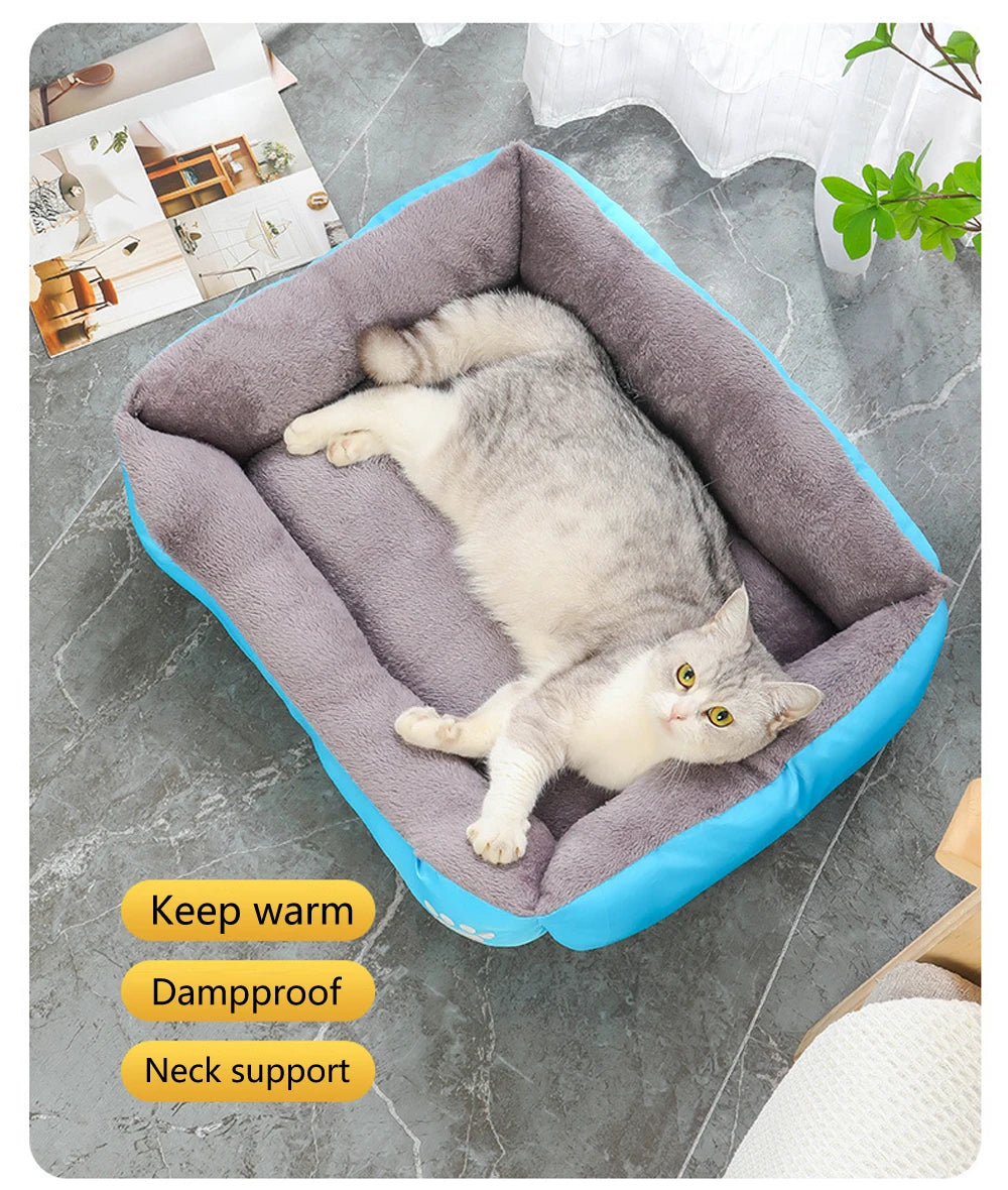 Washable Warm Cat Kennel Soft Large Cat Sofa Square Dog Mattress Cushion Soft Medium Dog Bed Warm Cat House Supplies