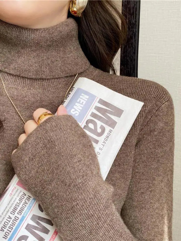 2025 autumn winter Basic Slim soft solid color turtleneck Sweater Pullover Women Casual Long Sleeve chic bottom knitted Jumper