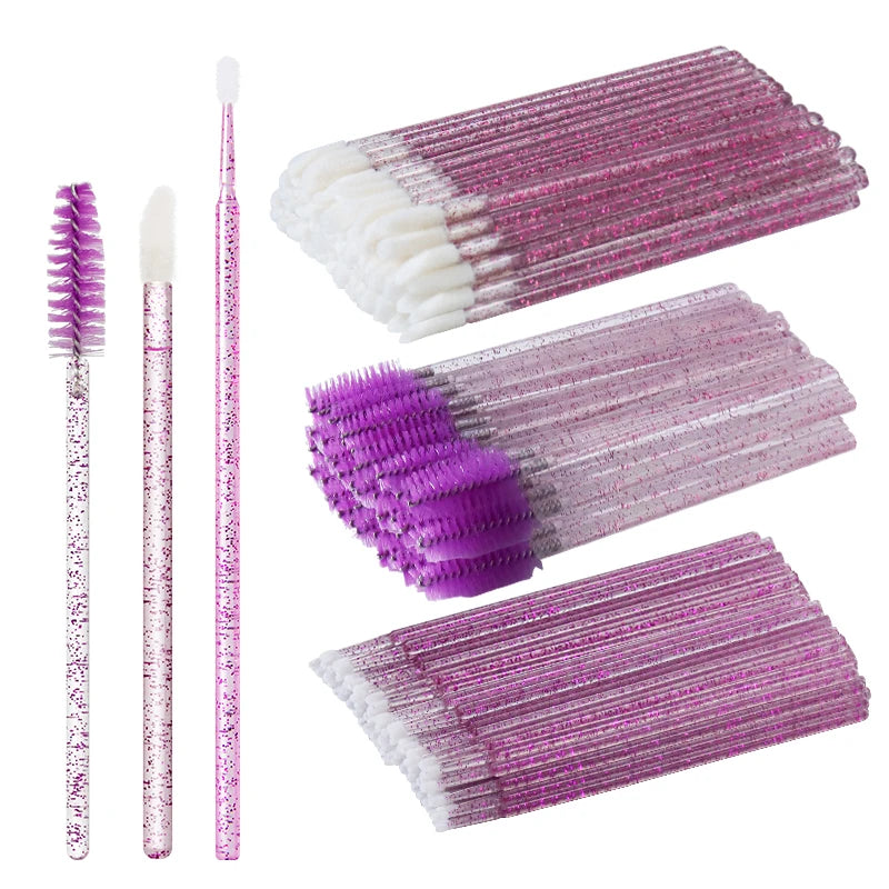 ANNAFRIS 50Pcs  Disposable Eyelash  Brush Soft Head Crystal Eyebrow Brush Lash Extension Brush  Mascara Wand Makeup Tool