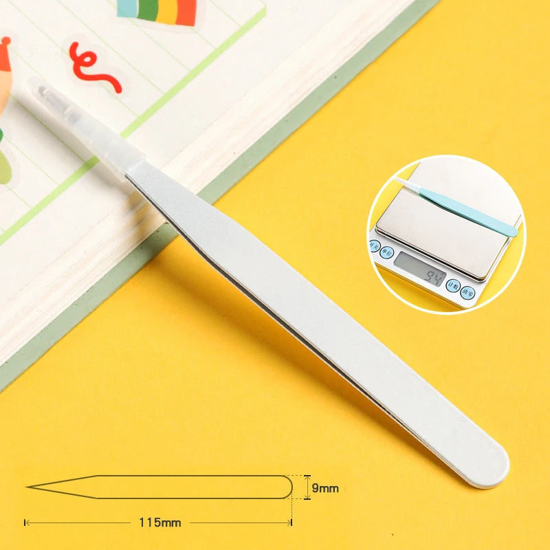 Stainless Steel Straight Curved Tweezers Colorful Pink Blue Purple DIY Eyelash Tweezer Nail Art Sticker Rhinestones Picking Tool