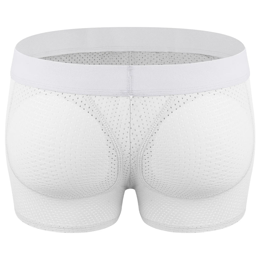 Men Hip Lift Body Shaper Sponge Fake Butt Padded Boxer Briefs Hollow out Breathable Slimming Underwear Body Shaping Enhancement