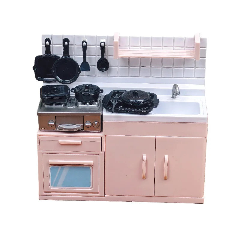 Mini Model Stove Kitchen Scene Simulation Children'S Doll Play Home Toy Ornament - Compact Kitchenware Set For Playtime Fun