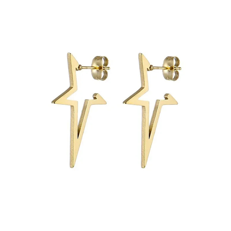 EVISPOL Trend Hip Hop Stainless Steel Earrings Gothic Big Star Punk Stud Earrings For Women Jewelry Party Friends Best Gift