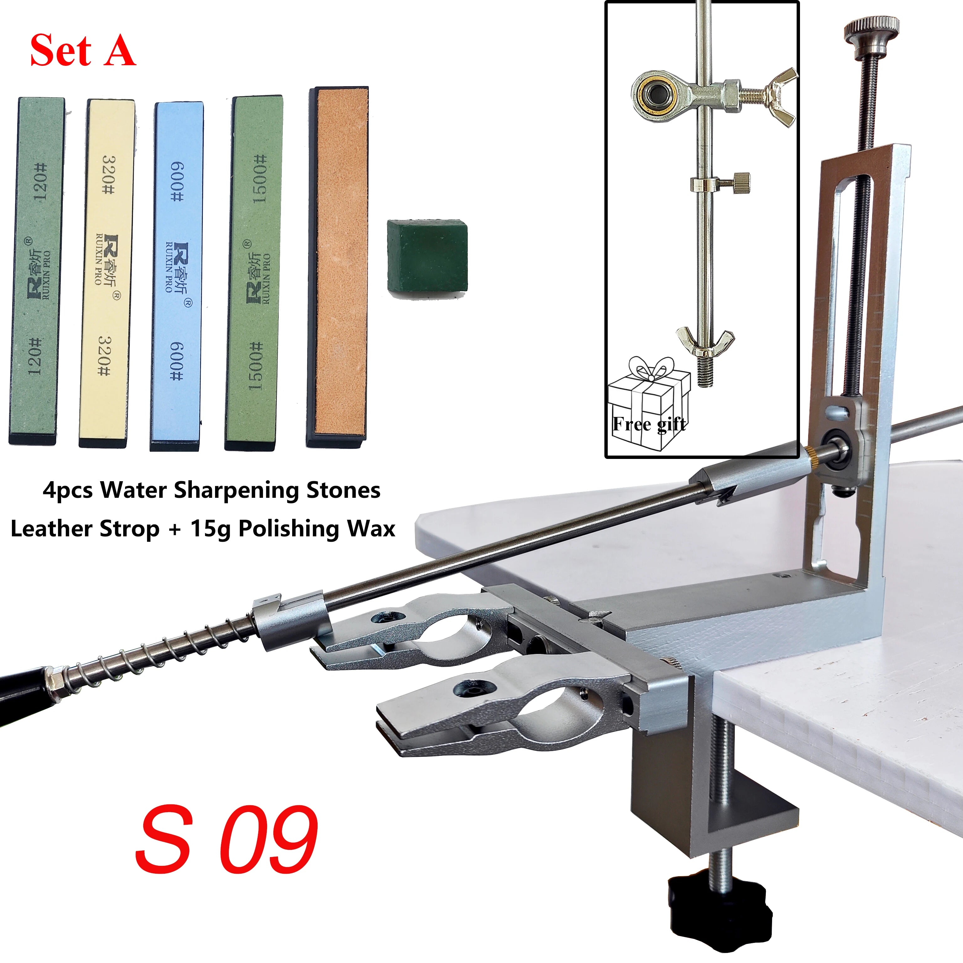 S09 New Design Professional Fixed Angle Apex Knife Sharpener Kitchen Knife tools Knife Sharpening System with diamond stones Set