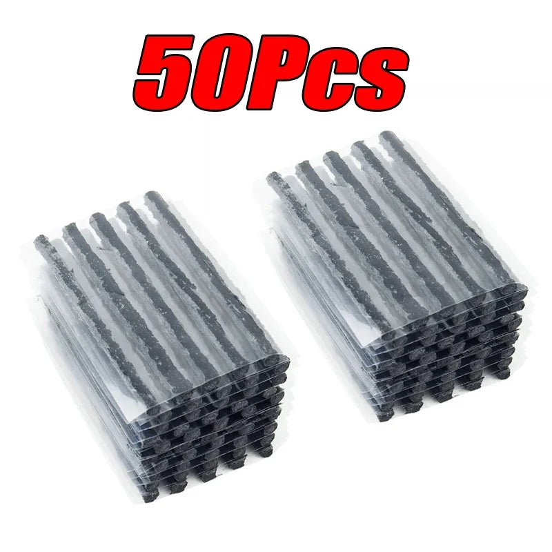 5-50Pc Car Tire Repair Tool Kit with Rubber Strips Tubeless Tyre Puncture Studding Plug Motorcycle Truck Vacuum Tire Repair Tool
