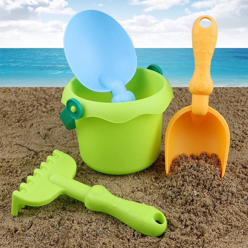 4Pcs/Set Beach Toy Set for Kids Soft Rubber Play Sand Tools Sand Bucket Beach Shovel Toys Summer Children Playing with Sand Toys