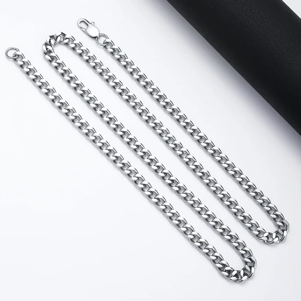 Basic Punk Stainless Steel 3,5,7mm Curb Cuban Necklaces For Men Women Black Gold Color Link Chain Chokers Solid Metal Jewelry