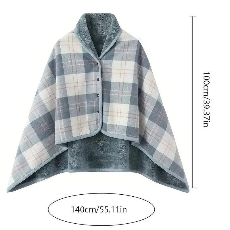 1 PC Buckle Shawl Soft-to-the-touch Blanket Lightweight Shawl Lunch Break Blanket Winter Wearable Blanket for Office Dormitory