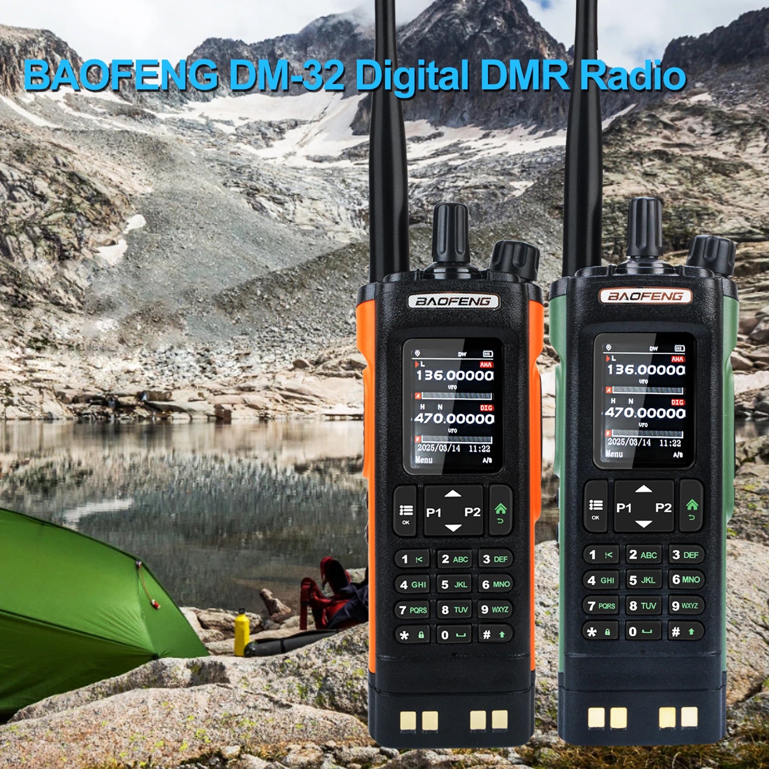 Baofeng DM-32 GPS APRS AES256 Encryption DMR Digital Analog UHF VHF Dual Band 8W Air Band FM Walkie Talkie DM-32UV