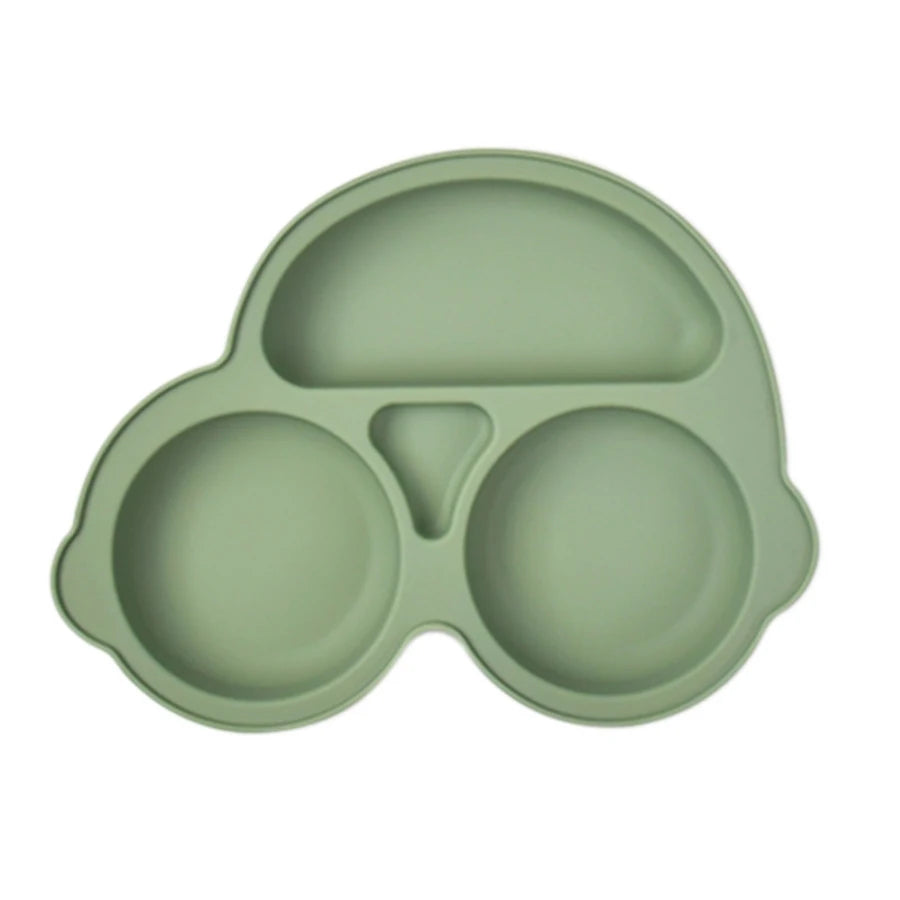 Baby Silicone Car Dining Plate with Suction Cup Cartoon Children Dishes Feeding Toddler Training Baby Self-feedingTableware