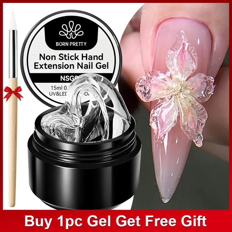 BORN PRETTY 15ml Clear Non Stick Hand Extension Gel 3D Shaping Sculpting Carving Nail Art Solid Hard Gel for Fake Nail