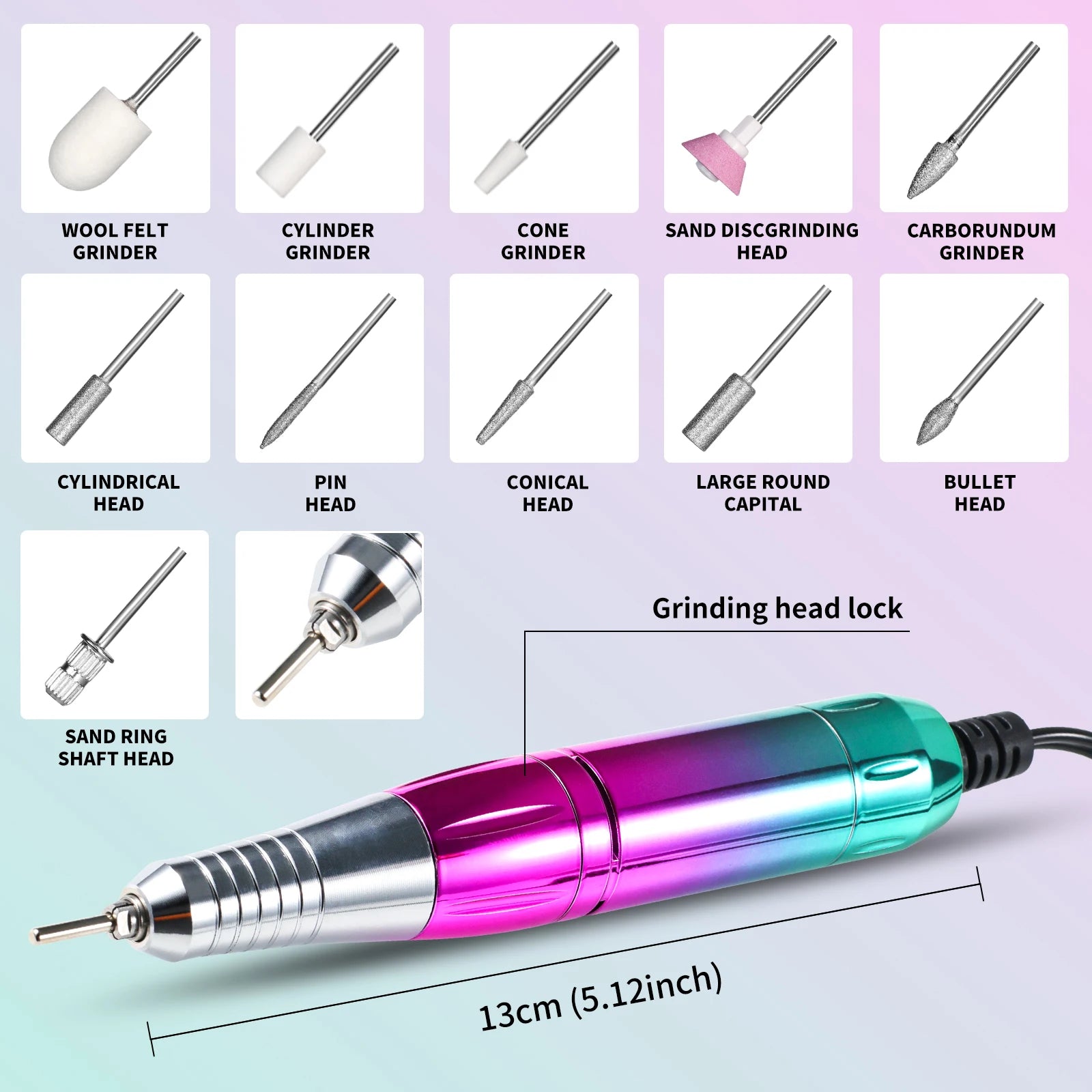 45000RPM Electric Nail Drill Professional Nail Polishing Machine Low Noise Nails Sander File Set For Manicure Salon/Home Tools