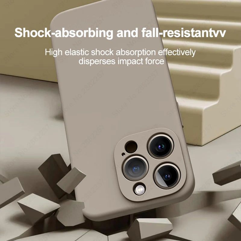 Luxury Liquid Silicone Phone Case For Apple iPhone 16 15 14 13 12 11 Pro Max Soft Case Shockproof Bumper Cover Phone Accessories