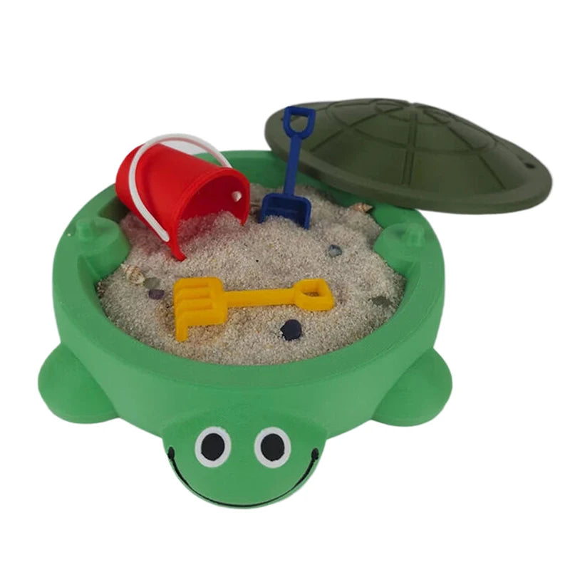 Portable turtle sandbox children's beach toy cute green turtle shaped plastic sand basin can be used to hold sand without tools