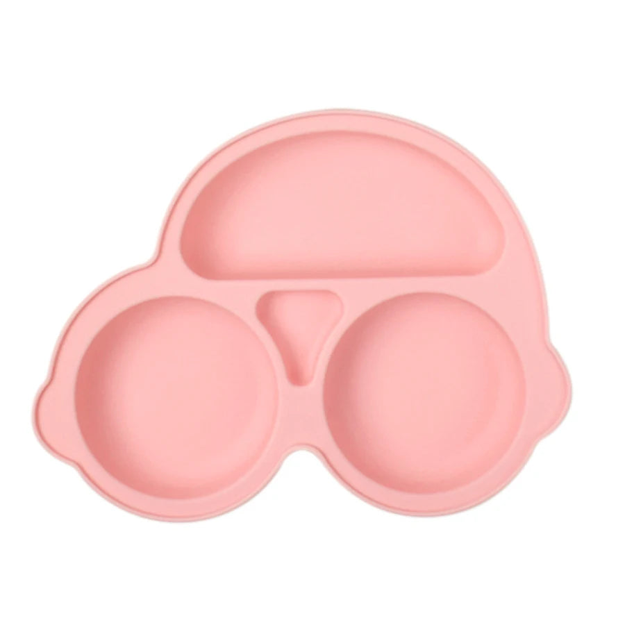 Baby Silicone Car Dining Plate with Suction Cup Cartoon Children Dishes Feeding Toddler Training Baby Self-feedingTableware