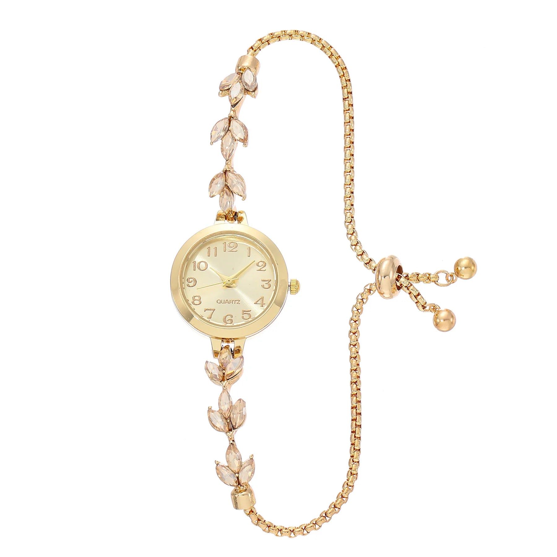 New Fashion Heart-shaped Ribbon-Strap Diamond-Studded Flower Watch for Women with Adjustable Bracelet