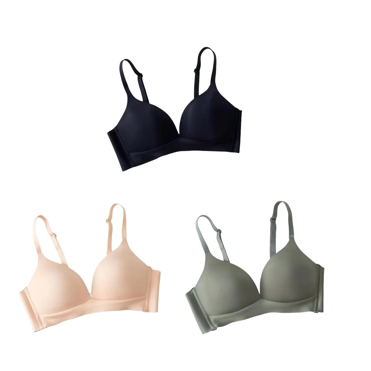 3Pcs/Set Seamless Bras For Women Non-wire Glossy Underwear Push Up Bra Without Steel Ring 3/4 Cup Female Comfort Lingerie