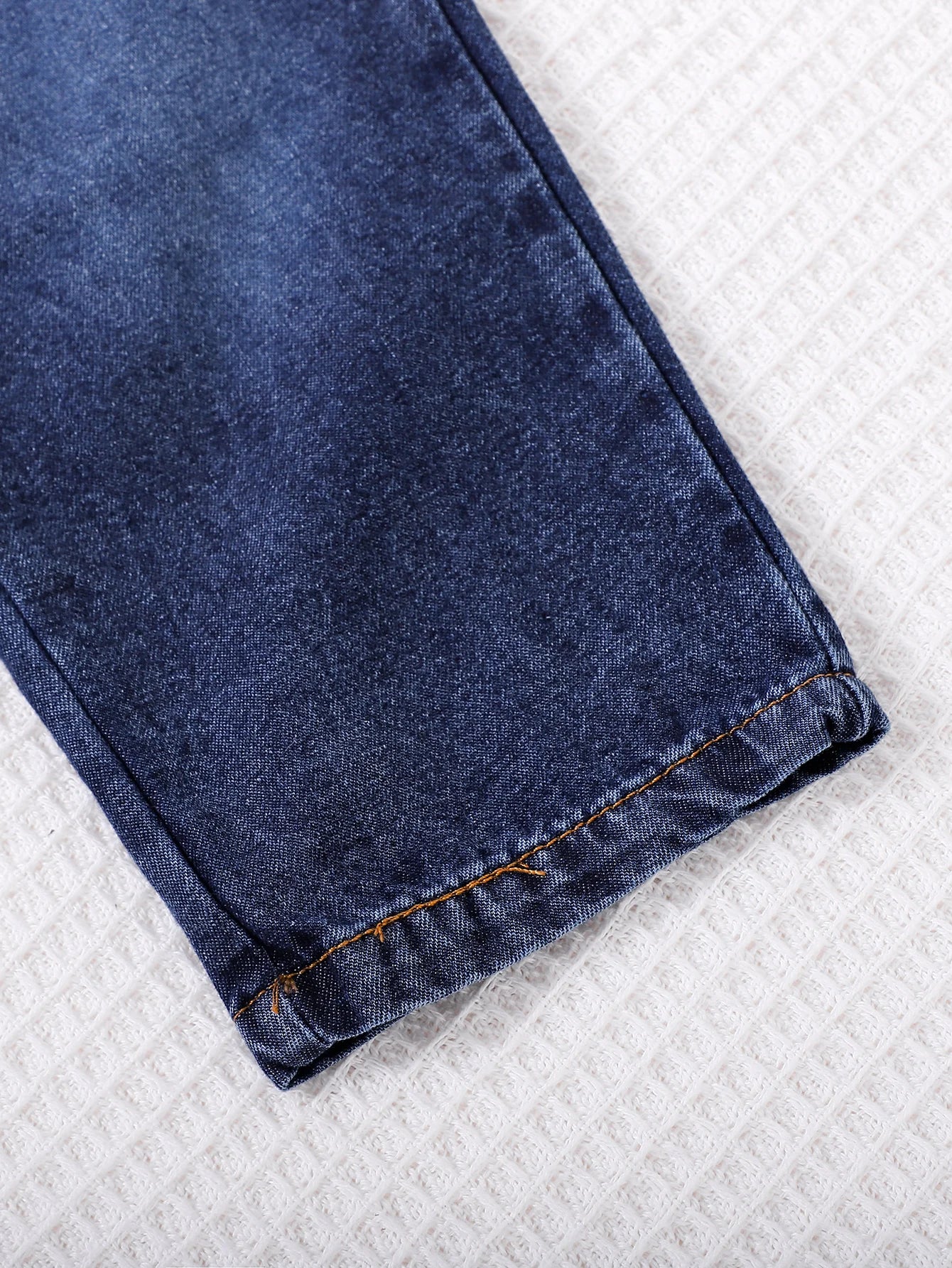 Unisex Kids Casual Striped Note Long Sleeve Top with Denim Pants Two-Piece Set for Boys And Girls