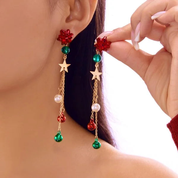 Trendy Christmas Asymmetrical Santa Claus Snowman Snowflake Dangle Earrings for Women Xmas Tree Earring Girls New Year Jewelry