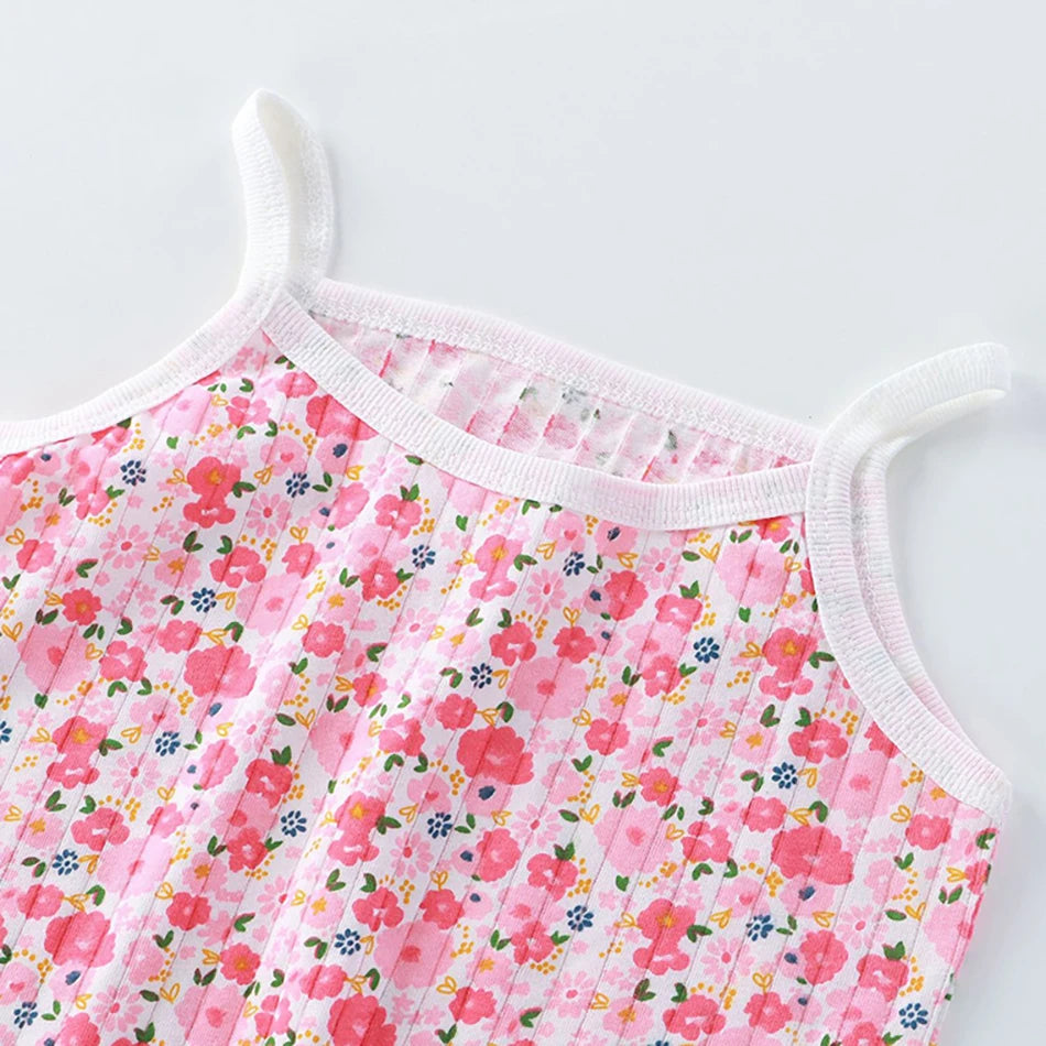 2 Pcs Children's Vest Sets Kids A-class Cartoon Print Girl Camisoles Baby Summer Clothes Shorts Girls' Home Clothes Pajama Sets