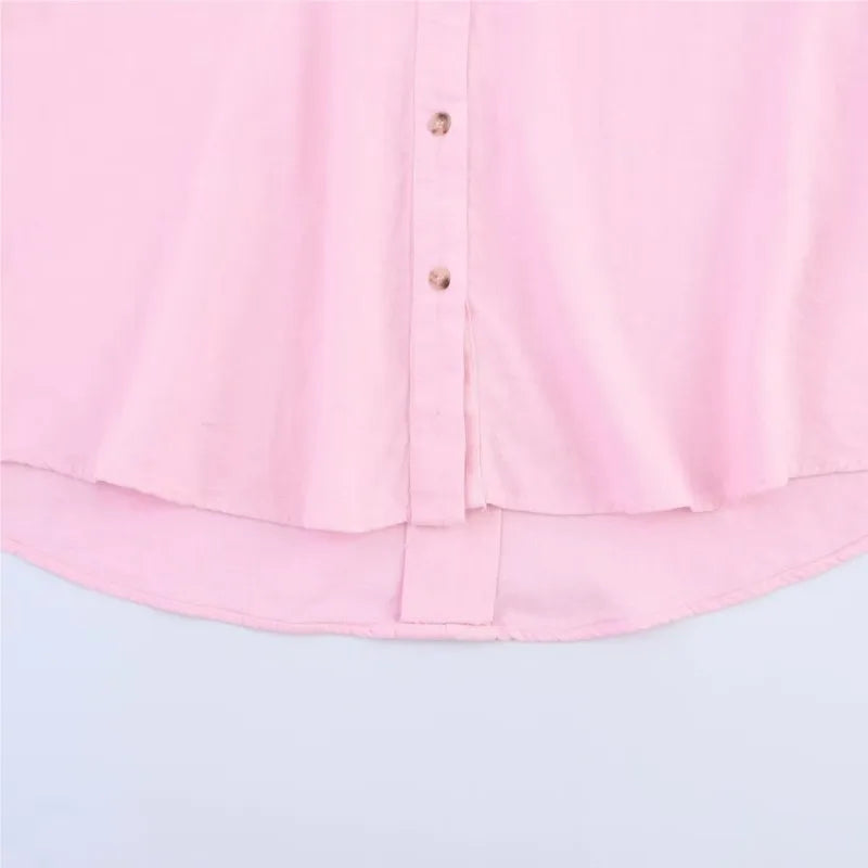 HipSeam Wide Sleeved Shirt Women Spring Asymmetric Hem Button Women's Shirts Simple Lady Johnny Collar Linen Shirts & Blouses