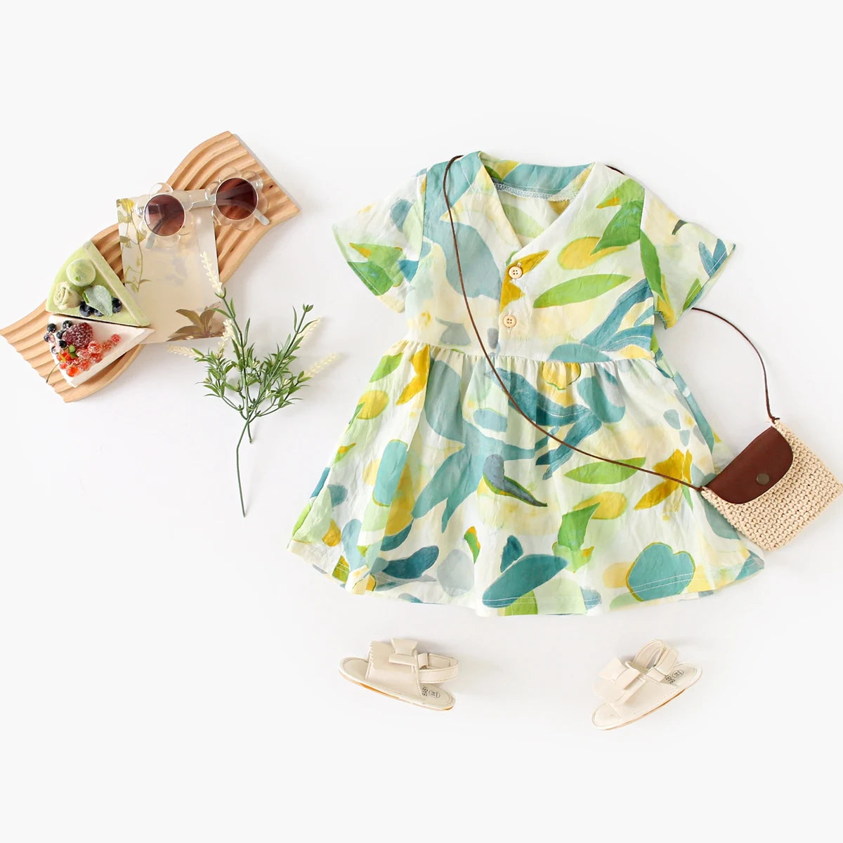 Sanlutoz Casual Short Sleeve Baby Dress Country Style Little Girls Dress Summer