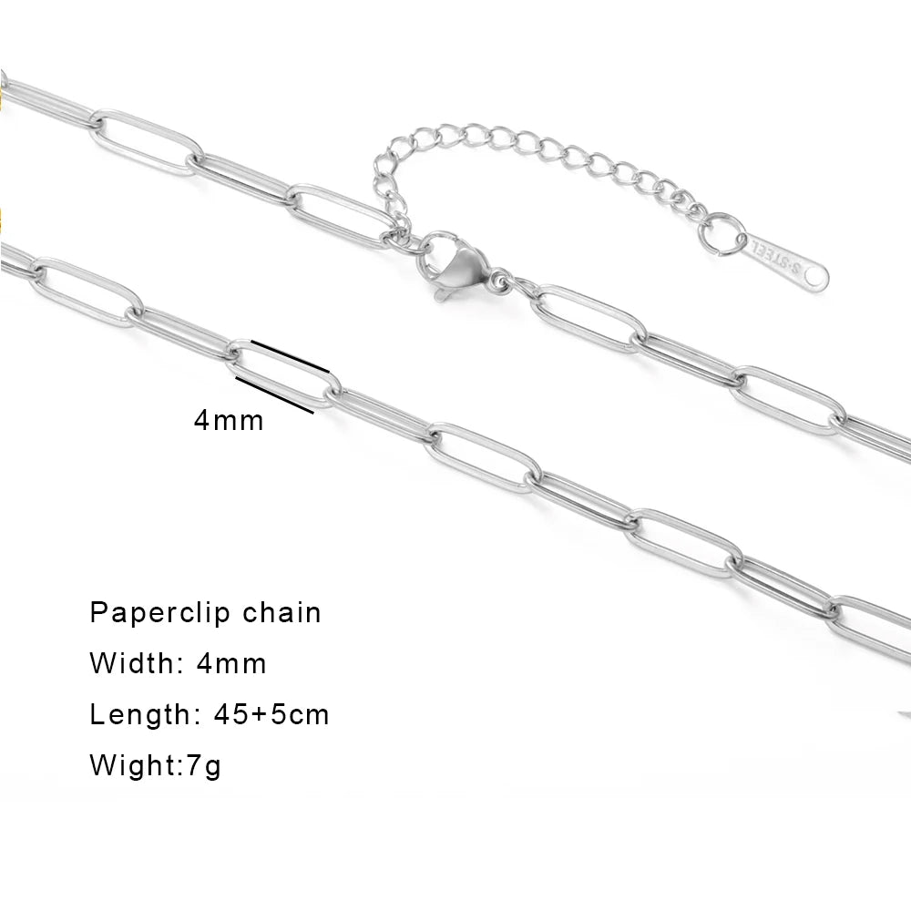 Skyrim Stainless Steel Gold Color Chain Necklace Women Minimalist Cuban Paperclip Twisted Snake Chain Fashion Jewelry Wholesale