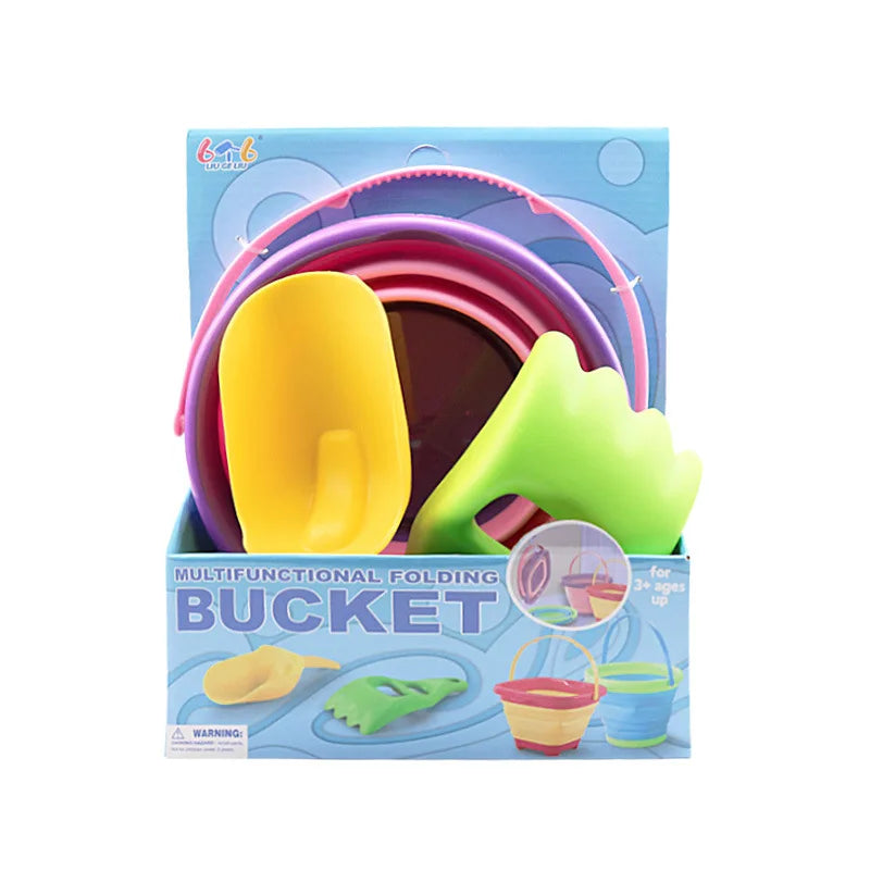 Children Beach Bucket Foldable Sand Toy Portable Play Summer Beach Water Game Telescopic Bucket Kids Toys Multi Purpose Storage