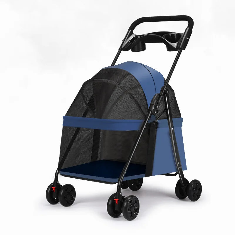 Foldable Pet Stroller Cats/Dog Carriers Comfortable Breathable Puppy Teddy Transport Trolley Outdoor Lightweight Dogs Basket