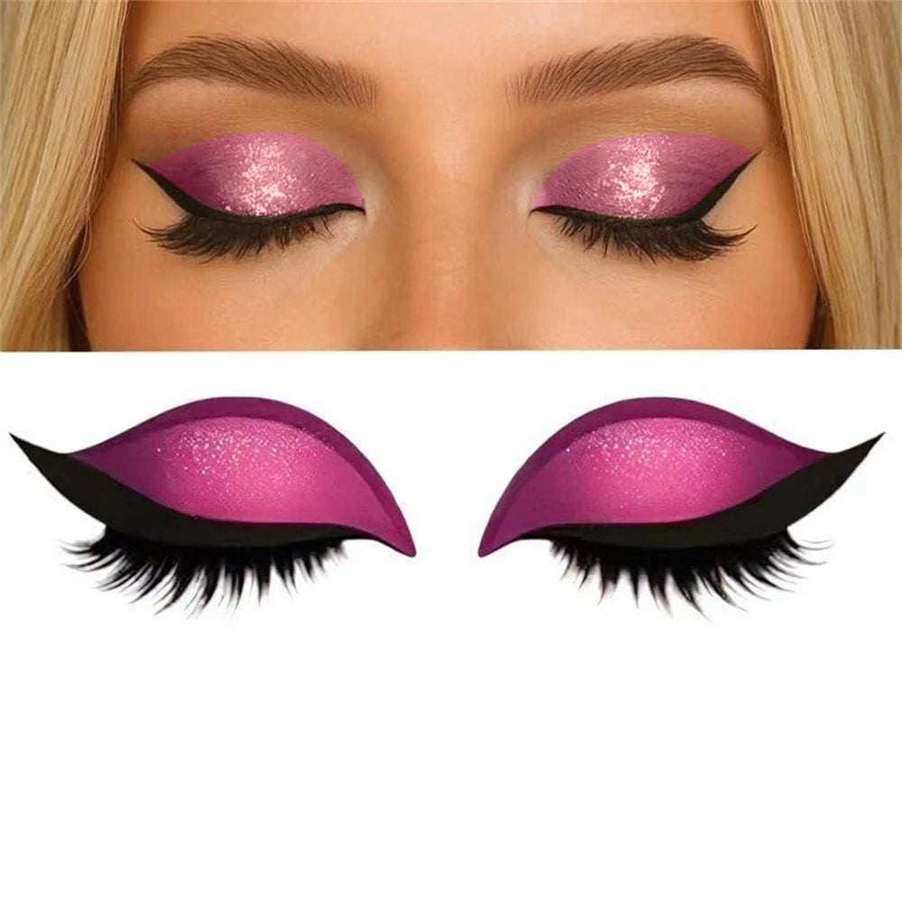 Reusable 1 Pair Lazy Eye Shadow Eyelash Patch 2-In-1 Eye Makeup Sticker With False Lashes & Shadow Waterproof Cosmetic Tools