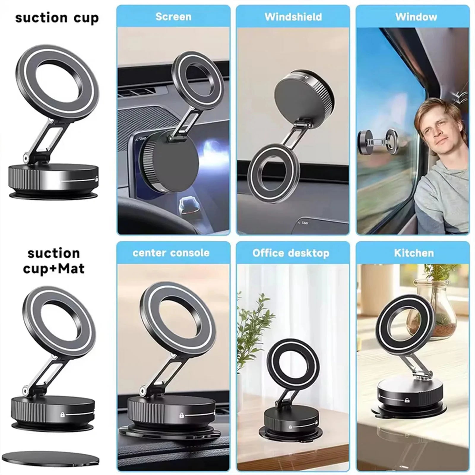 Magnetic Car Mount Strong Magnetic 360° Rotation Foldable Phone Holder For Cell Phone For iphone 12 13 14 15 16 Live Streaming ﻿