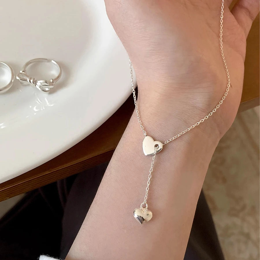 925 Sterling Silver Necklace Heart Pendant Love Adjustable Choker Elegant for Women Girl Jewelry Gift Dropshipping Wholesale