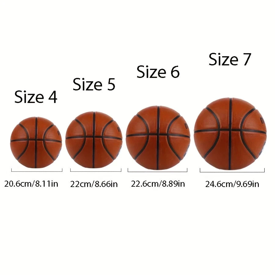 1pc official adult teenager basketball - brown size 4/5/6/7 basketball - durable rubber indoor/outdoor professional game ball