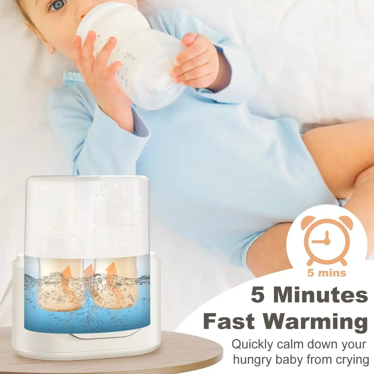 10-in-1 Baby Bottle Warmer Dual Fast Heating with Timer Precise Temp Control - Defrost/Steam for Breast Milk Formula Night Light