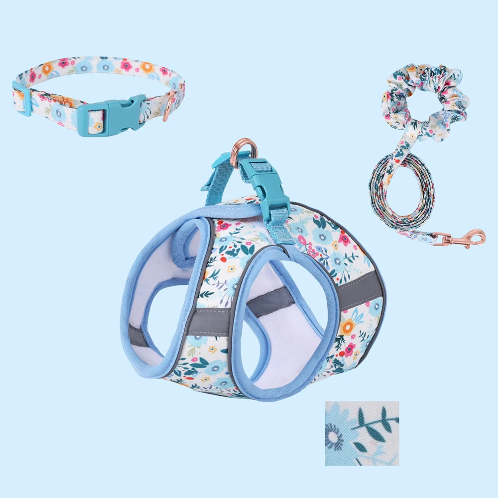 Small Dog Harness Leash Set Cute Traction Bracelet Medium Cat Collar Suit Soft Puppy Vest Harness Adjustable Pet Accessories