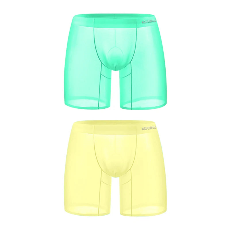 1/2/3 PCS Men's Ice Silk Boxers Transparent 0.01 Ultra-thin Fabric See Through Seamless Underwear antibacterial Boxer Shorts